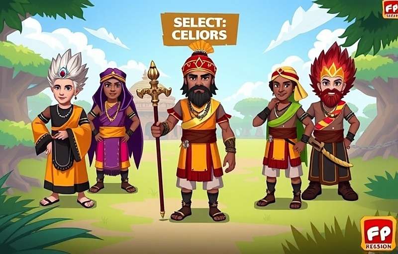 Fennel Kingdom Hero Character Selection Fennel Kingdom Hero character selection screen showing all five character classes in traditional Indian attire