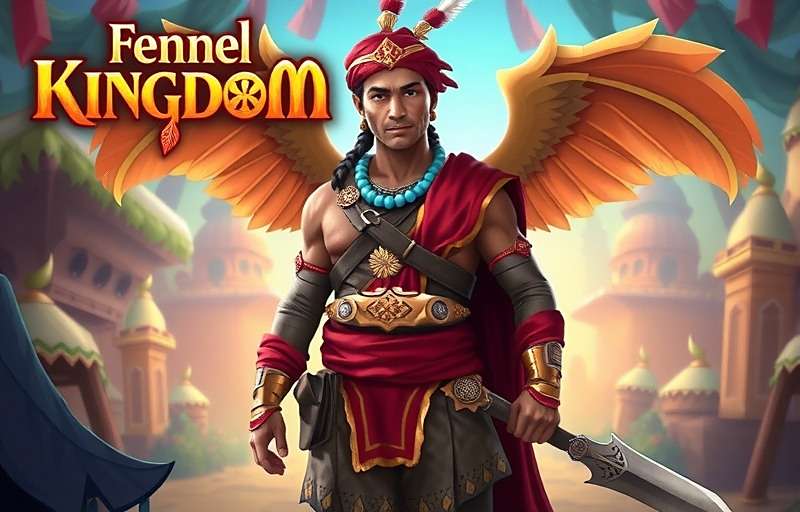 Fennel Kingdom Hero Official Cover Art Fennel Kingdom Hero game cover featuring the main hero in traditional Indian warrior attire standing against a magical background